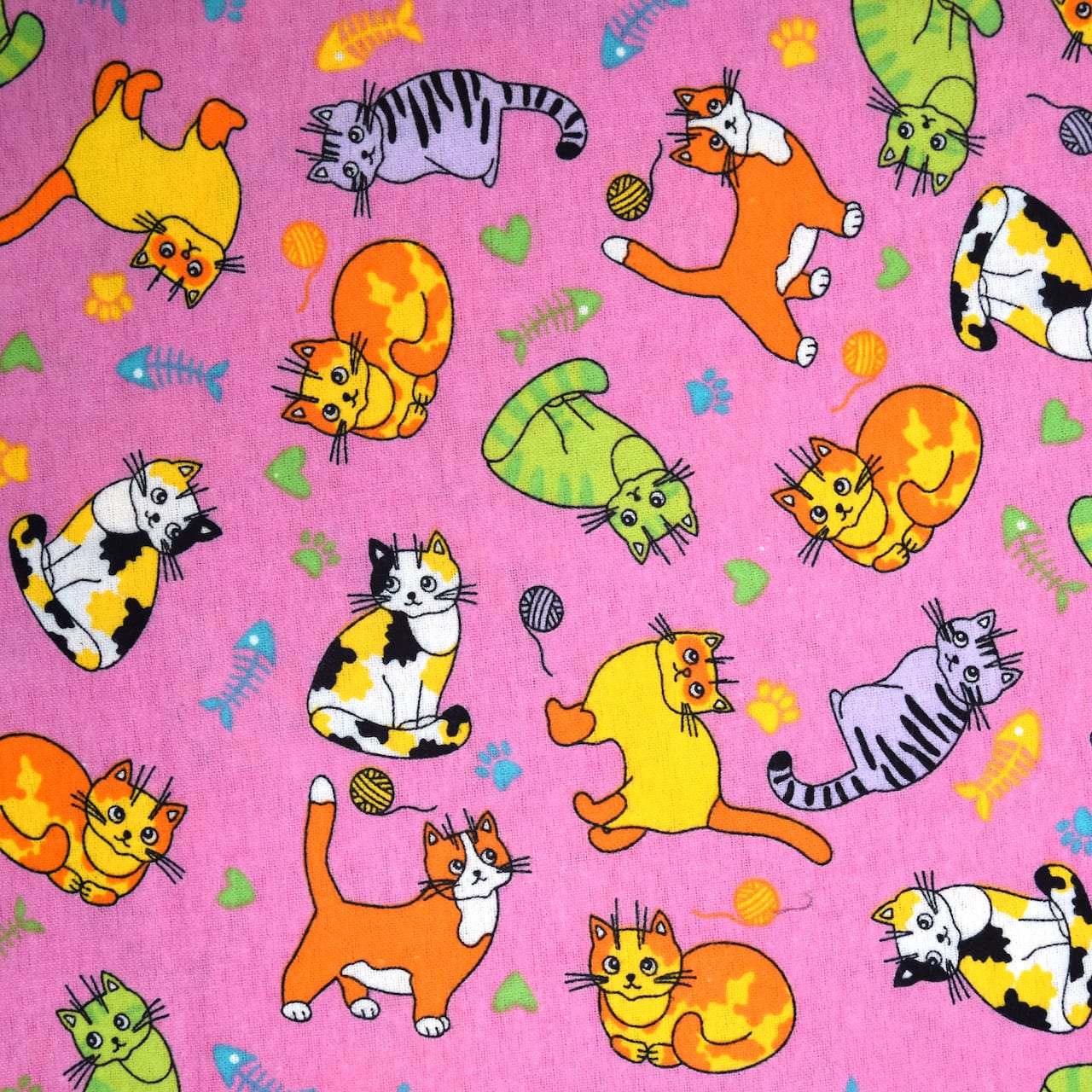 Feldman Pink Cats Cotton Flannel